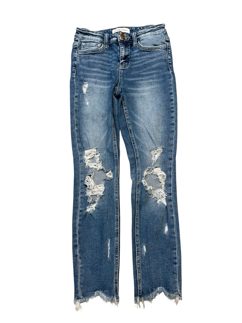 Flying Monkey High Rise Distressed Skinny Jeans.  Size 24